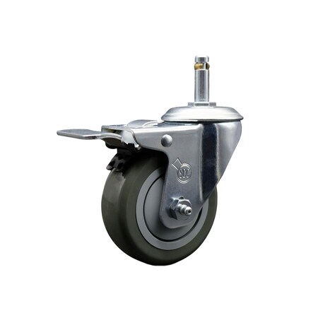 Service Caster 3.5'' Gray Poly Wheel Swivel 7/16'' Stem Caster with Total Lock Brake SCC-GRTTL20S3514-PPUB-716138